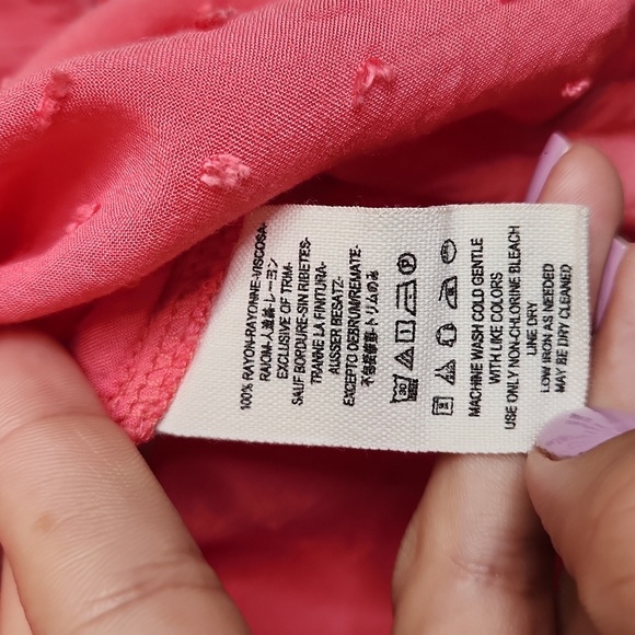 Free People Dark Dusty‎ Pink, Textured Button Up Swiss Dot Blouse Women Size m - Picture 5 of 6